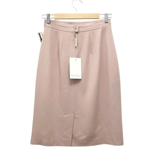 NWT MaxMara Beige Blush Wool Knee Length Pencil Skirt Size 6 Luxury Designer - Picture 3 of 12
